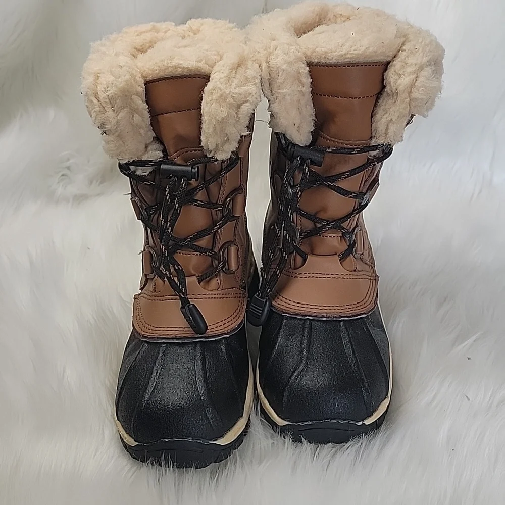 BEARPAW Kelly Youth Faux Leather Wool‎ Blend Lining Lace Up Winter Ankle Boots 1